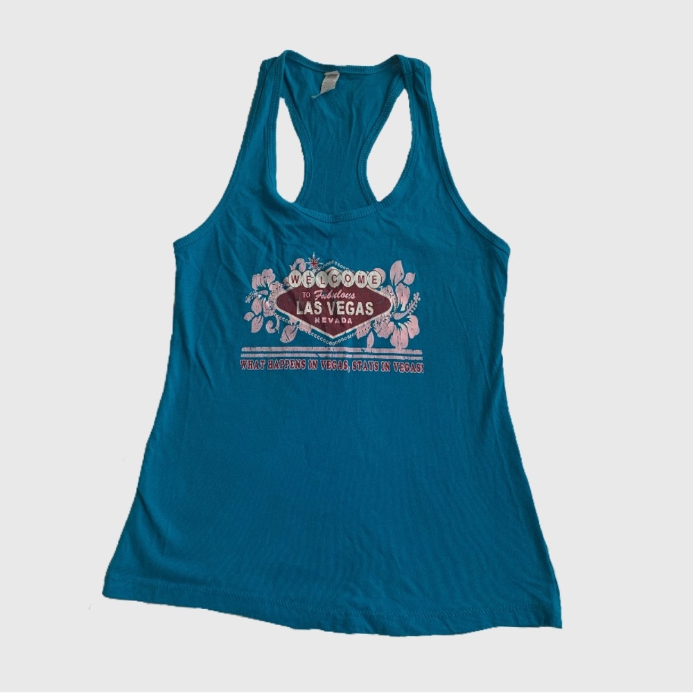 Y2K Las Vegas Blue Graphic Tank Top Size S